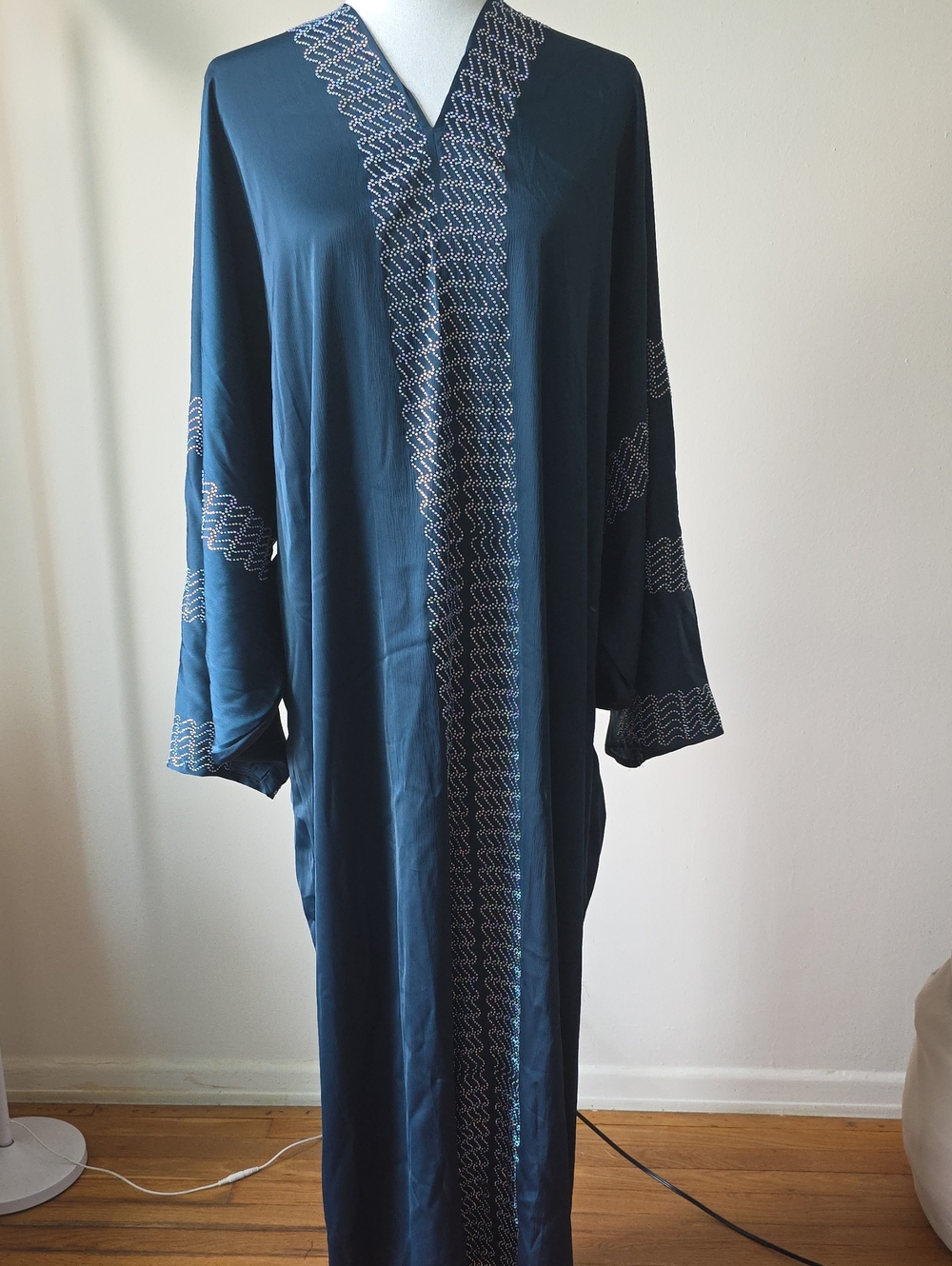 Embroidered Long Teal Women's Abaya